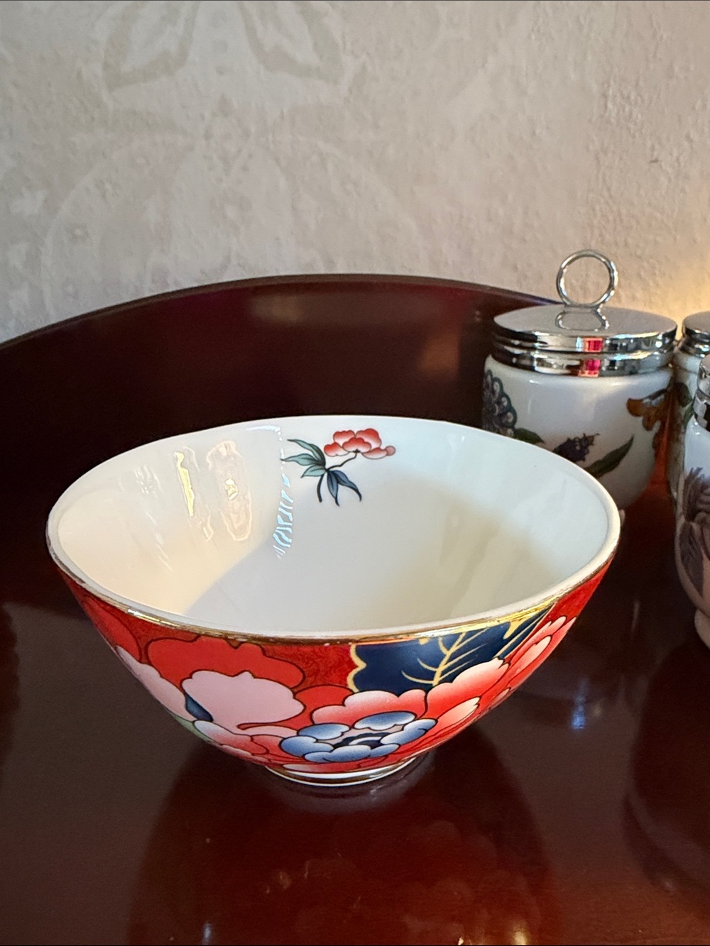 Discontinued Wedgwood Paeonia Blush Tea Bowl with peony flowers